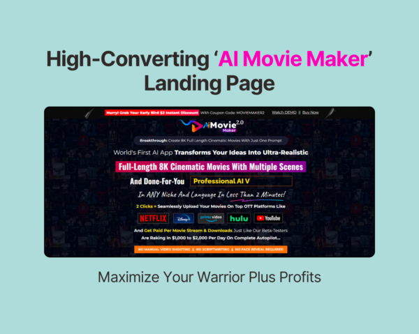 Done-for-You AI Movie Maker Software Landing Page – Start Earning Today